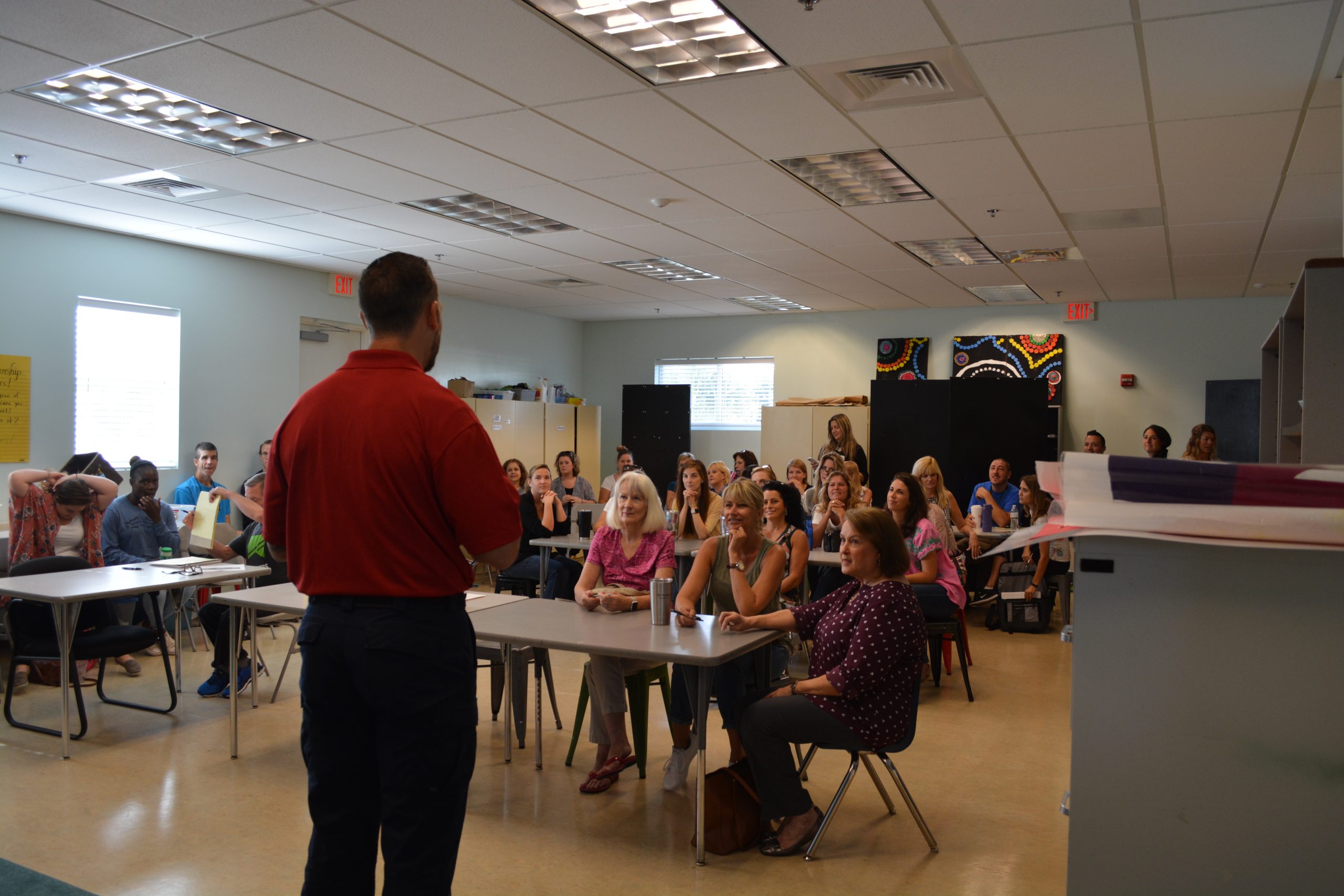 guardian defense trainer at a local school for back to school preparation tips regarding a local active shooter incident